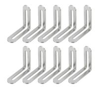 PATIKIL 2 7/25" Adjustable L-Shape Corner Brace with Slot, 10 Pcs Slidable Slotted Joint Right Angle Bracket Metal Corner Connector Bracket for Wood Chair Furniture, Silver