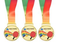 PATIKIL 2.7" Ping Pong Medals, 3 Pack Table Tennis Award Medals Gold Medal with Ribbon Multicolor for Games Sports Competitions