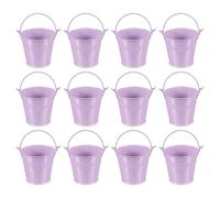 PATIKIL 2.7"x2.3" Small Metal Buckets with Handle, 12 Pcs Mini Galvanized Bucket Colorful Easter Buckets for Crafts Party Favors Decoration, Light Purple