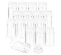 PATIKIL 2.7oz Plastic Spice Jars with Shaker Lids, 16 Pcs Refillable Empty Seasoning Containers Bottle with White Cap for Storing Spice Salt Herbs Seasoning Powders Condiment, Clear