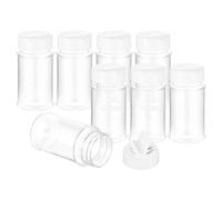 PATIKIL 2.7oz Plastic Spice Jars with Shaker Lids, 8 Pcs Refillable Empty Seasoning Containers Bottle with White Cap for Storing Spice Salt Herbs Seasoning Powders Condiment, Clear