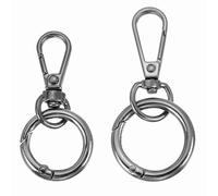 PATIKIL 2.8"/1.8" Swivel Snap Hooks with Key Rings, 2Pcs Double Opening Metal Lobster Swivel Clasp Clip with O Ring for DIY Crafts Lanyard Making, Dark Gray