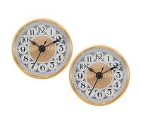 PATIKIL 2.8" 70mm Quartz Clock Insert, 2 Pcs Round Quartz Movement Miniature Clock Mini Arabic Numeral Clock Fit 61mm/3.7" Diameter Hole for Replacement Home, Gold Tone/White, Style 11