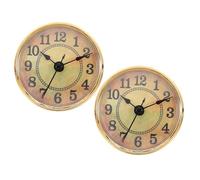 PATIKIL 2.8" 70mm Quartz Clock Insert, 2 Pcs Round Quartz Movement Miniature Clock Mini Arabic Numeral Clock Fit 61mm/2.4" Diameter Hole for Replacement Home, Gold Tone/Yellow, Style 7