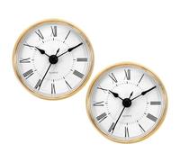 PATIKIL 2.8" 70mm Quartz Clock Insert, 2 Pcs Round Quartz Movement Miniature Clock Mini Roman Numeral Clock Fit 61mm/2.4" Diameter Hole for Replacement Home, Gold Tone/White, Style 9