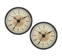 PATIKIL 2.8" 70mm Quartz Clock Insert, 2 Pcs Round Quartz Movement Miniature Clock Mini Roman Numeral Clock Fit 61mm/2.4" Diameter Hole for Replacement Home, Black/Gold Tone, Style 6