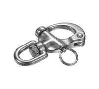 PATIKIL 2.8 Inch Quick Release Shackle, 2Pcs 316 Stainless Steel Swivel Bail Snap Shackle Boat Sail Connector for Outdoor Camping Nautical Ships Industrial Hoisting Pet Chains, Silver