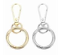 PATIKIL 2.8" Swivel Snap Hooks with Key Rings, 2Pcs Double Opening Metal Lobster Swivel Clasp Clip with O Ring for DIY Crafts Lanyard Making, Gold Tone/Silver Tone