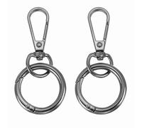 PATIKIL 2.8" Swivel Snap Hooks with Key Rings, 2Pcs Double Opening Metal Lobster Swivel Clasp Clip with O Ring for DIY Crafts Lanyard Making, Dark Gray