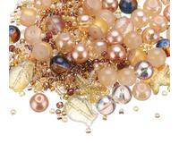 PATIKIL 2-8mm Assorted Glass Resin Beads, Cracked Gravel Round Beads Small European Spacer Seed Bead Mixed Bulk with Hole for Jewelry Making DIY Bracelet Crafts Necklace, Fragrant Tea