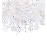 PATIKIL 2-8mm Assorted Glass Resin Beads, Cracked Gravel Round Beads Small European Spacer Seed Bead Mixed Bulk with Hole for Jewelry Making DIY Bracelet Crafts Necklace Charm, White