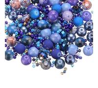 PATIKIL 2-8mm Assorted Glass Resin Beads, Cracked Gravel Round Beads Small European Spacer Seed Bead Mixed Bulk with Hole for Jewelry Making DIY Bracelet Crafts Necklace Charm, Dark Blue
