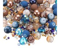 PATIKIL 2-8mm Assorted Glass Resin Beads, Cracked Gravel Round Beads Small European Spacer Seed Bead Mixed Bulk with Hole for Jewelry Making DIY Bracelet Crafts Necklace Charm, Blue