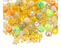 PATIKIL 2-8mm Assorted Glass Resin Beads, Cracked Gravel Round Beads Small European Spacer Seed Bead Mixed Bulk with Hole for Jewelry Making DIY Bracelet Crafts Necklace Charm, Yellow