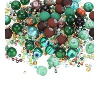 PATIKIL 2-8mm Assorted Glass Resin Beads, Cracked Gravel Round Beads Small European Spacer Seed Bead Mixed Bulk with Hole for Jewelry Making DIY Bracelet Crafts Necklace Charm, Brown/Green