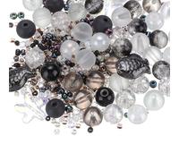 PATIKIL 2-8mm Assorted Glass Resin Beads, Cracked Gravel Round Beads Small European Spacer Seed Bead Mixed Bulk with Hole for Jewelry Making DIY Bracelet Crafts Necklace Charm, Moon White