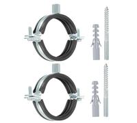 PATIKIL 2.9"-3.1"/74-80mm Split Ring Pipe Hanger, 2 Pcs Heavy Duty Adjustable Pipe Bracket Clamp Galvanized Iron Wall Ceiling Mount Pipe Strap Support with Screws & Expansion Tube, Black