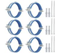 PATIKIL 2.9"-3.1"/74-80mm Split Ring Pipe Hanger, 6 Pcs Heavy Duty Adjustable Pipe Bracket Clamp Galvanized Iron Wall Ceiling Mount Pipe Strap Support with Screws & Expansion Tube, Blue