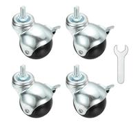 PATIKIL 2" Ball Caster Wheels, 4 Pcs Threaded Stem Caster 360 Degree Rotatable Caster Wheels Brake for Furniture,Galvanized
