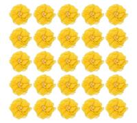 PATIKIL 2" Chiffon Flowers, 30Pcs Fabric Flowers Sewing Appliques Embellishments with Rhinestone Pearl for DIY Crafts Wedding Headbands Party Decoration, Yellow