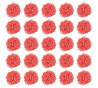PATIKIL 2" Chiffon Flowers, 30Pcs Fabric Flowers Sewing Appliques Embellishments with Rhinestone Pearl for DIY Crafts Wedding Headbands Party Decoration, Rose Red
