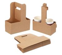 PATIKIL 2 Cup Drink Carrier with Handle, 20 Pack Kraft Paperboard to Go Coffee Cup Holder, Portable Disposable Handled Drink Carriers for Take Out Restaurant Food Service, Brown