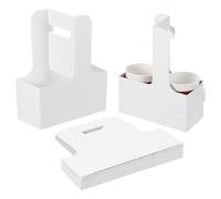 PATIKIL 2 Cup Drink Carrier with Handle, 20 Pack Kraft Paperboard to Go Coffee Cup Holder, Portable Disposable Handled Drink Carriers for Take Out Restaurant Food Service, White