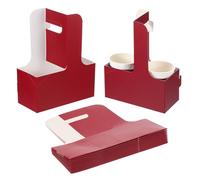 PATIKIL 2 Cup Drink Carrier with Handle, 30 Pack Kraft Paperboard to Go Coffee Cup Holder, Portable Disposable Handled Drink Carriers for Take Out Restaurant Food Service, Multicolor