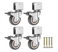 PATIKIL 2 Inch Caster Wheels, 4 Pcs Swivel Casters with Break 0.6" U Bracket Opening 55 Lb Capacity Per Caster for Furniture Office Chairs Carts and Cabinets, Brown