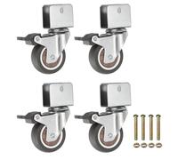 PATIKIL 2 Inch Caster Wheels, 4 Pcs Swivel Casters with Break 0.8" U Bracket Opening 55 Lb Capacity Per Caster for Furniture Office Chairs Carts and Cabinets, Brown