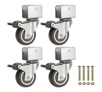 PATIKIL 2 Inch Caster Wheels, 4 Pcs Swivel Casters with Break 1" U Bracket Opening 55 Lb Capacity Per Caster for Furniture Office Chairs Carts and Cabinets, Brown