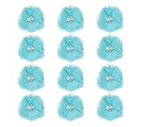PATIKIL 2 Inch Chiffon Flowers, 12 Pcs Rhinestone Pearl Sewing Fabric Flowers Artificial Appliques Embellishments for Clothing Wedding DIY Craft Headbands Decor, Teal