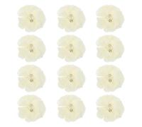 PATIKIL 2 Inch Chiffon Flowers, 12 Pcs Rhinestone Pearl Sewing Fabric Flowers Artificial Appliques Embellishments for Clothing Wedding DIY Craft Headbands Decor, Light Yellow