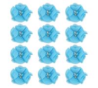 PATIKIL 2 Inch Chiffon Flowers, 12 Pcs Rhinestone Pearl Sewing Fabric Flowers Artificial Appliques Embellishments for Clothing Wedding DIY Craft Headbands Decor, Lake Blue