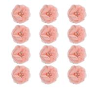 PATIKIL 2 Inch Chiffon Flowers, 12 Pcs Rhinestone Pearl Sewing Fabric Flowers Artificial Appliques Embellishments for Clothing Wedding DIY Craft Headbands Decor, Light Pink