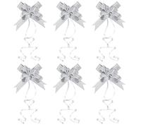 PATIKIL 2-inch Pull Bows, 40 Pack Present Wrapping String Bows Ribbon Striped Style Decorative Bow Tie for Wedding Party Birthday, Silver Tone
