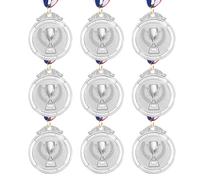 PATIKIL 2 Inch Silver Award Metals, 9 Pack Winner Medals 2nd Prize with Neck Ribbon Red White Blue for Games Sports Competitions