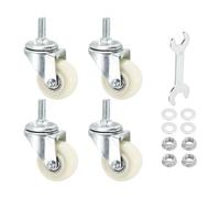 PATIKIL 2 Inch Stem Caster Wheels, 4 Pack Low Profile Rubber Threaded Shelf Swivel Wheel M10 x 25 mm Total Load 463 Lbs for Cart Wire Shelving Racks Leveling, White