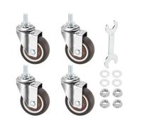 PATIKIL 2 Inch Stem Casters, 4 Pack Low Profile TPR Threaded Swivel Caster Wheel 360 Degree Rotation M8 x 15mm Total Load 231 Lbs for Rolling Cart Dolly Furniture Replacement, Brown