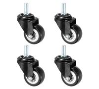 PATIKIL 2 Inch Stem Casters, 4 Pack PU Threaded Stem Caster Wheel 360 Degree Rotation M10 x 25mm for Rolling Cart Cart Wheels Furniture Replacement, Black