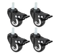 PATIKIL 2 Inch Stem Casters, 4 Pack PU Threaded Stem Caster Wheel with Brake 360 Degree Rotation M10 x 25mm for Rolling Cart Wheels Furniture Replacement
