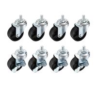 PATIKIL 2 Inch Stem Casters Wheels, Wire Shelf Caster M8 Threaded Swivel Wheels for Furniture Wire Shelving Rolling Cart Replacement, White (4 with Brake, 4 without Brake)