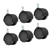 PATIKIL 2 Inch Swivel Casters, 6 Pack Nylon 360 Degree Threaded Swivel Stem Wheels Wire Shelving for Furniture Replacement, Black