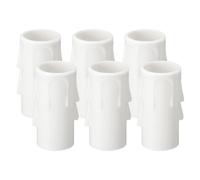PATIKIL 2 Inch Tall Candle Covers Sleeves, 6Pcs Plastic E12 Chandelier Socket Sleeves Drip Candle Socket Covers Bulb Light Base Holder for Crystal Candle Lamps, White