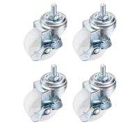 PATIKIL 2 Inch Threaded Stem Casters Wheels with Brake, 4 Pack Locking Swivel Wheels Wire Shelf Caster Wheels 110Lbs Load Capacity for Furniture Shelving Rolling Cart, White