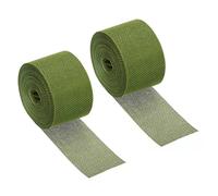 PATIKIL 2 Inch Wide 11 Yards Burlap Fabric Ribbon, 2 Pack Natural Wrapping Wire Jute Crafts Roll for DIY Wreath Wedding Christmas Decoration Olive Green