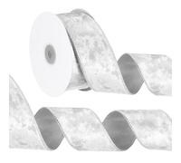 PATIKIL 2 Inch x 10 Yards Velvet Wired Ribbon, Velvety Gold Crushed Ribbons Double Faced Gift Wrapping Binding for Crafts Bow Wreaths Chrismas Tree Decorations, White