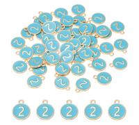 PATIKIL 2 Number Charm, 50 Pcs Double Sided Number Charm Pendants for Bracelet DIY Jewelry Making Necklace, Blue