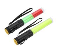 PATIKIL 2 Pack 11 Inch Signal Traffic Wand, Air Traffic Control Wand LED Flashlight with 3 Flashing Modes Side Clip Wrist Strap Lanyard for Parking Directing Guides, Red/Green/Yellow