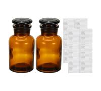 PATIKIL 2 Pack 125ml Glass Reagent Bottle, Wide Mouth Reagent Media Storage Bottle with Ground Stopper for Lab Water Reagent Liquids Chemistry Science Vase Perfume, Brown(4.4oz)